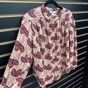 NWT Anthropologie See u Soon Floral Boho Peasant Blouse oversized XS